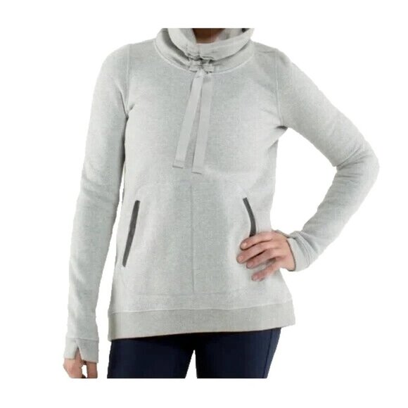 Lululemon Womens Medium Heather Gray Turtleneck Pullover Sweatshirt Long Sleeve - Picture 1 of 9